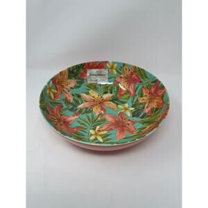 Tommy Bahama Melamine Serving Bowl Hibiscus Tropical Flowers 12" Diameter - NEW